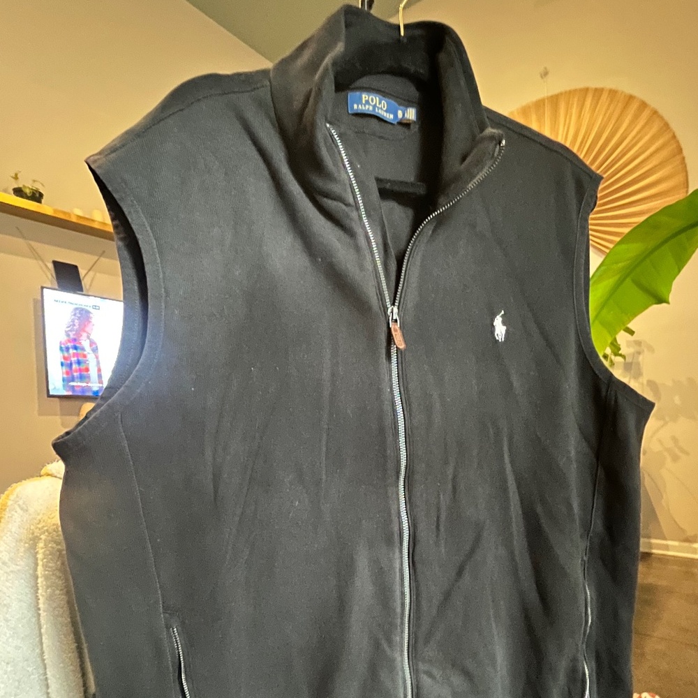 XL Black Polo Full-Zip Vest